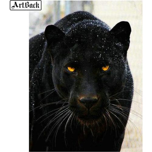 Animal 5d diy diamond painting black leopard picture 3d full square drill rhinestone diamond embroidery mosaic for home decor