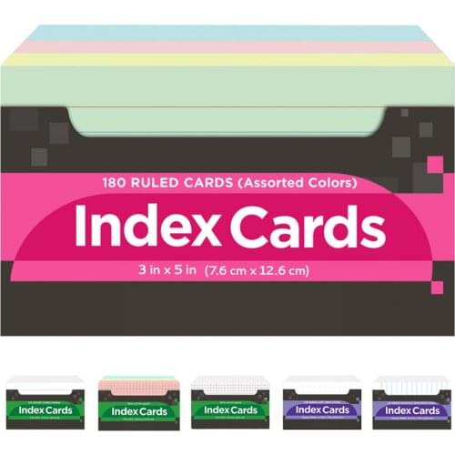 1 Set Index Cards Vibrant Color Eye-catching Paper Ruled Index Writing Study Cards for Home