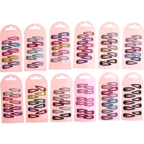 10pcs Mini Small Printing Candy Color Cartoon Girls' Hair Grips Kids Cute Hairpin Accessories Enviromental Metal
