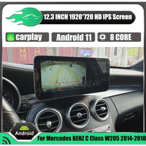 256G Android 11 car radio for Mercedes benz C class W205 2014-2018 car 12.3 inch GPS navigation stereo multimedia player
