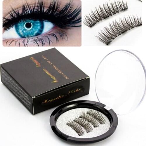 4Pcs 3D 3 Magnetic False Eyelashes Natural Beauty Full Strip Magnet Hair Extension Fake Eye Lashes Make Up sets New Hot
