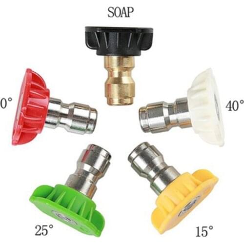 5pcs/Set 1/4" Quick Connector Car Washing Nozzles Metal Jet Lance Nozzle High Pressure Washer Spray Nozzle