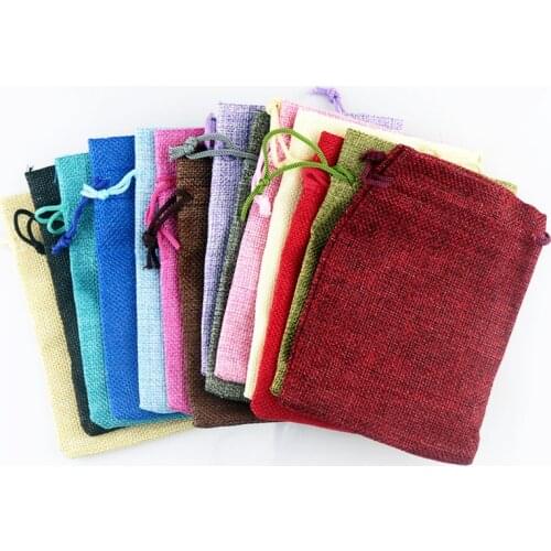 50/10Pcs Reusable Jute Bag Multi Size Christmas Wedding Packaging Bag Candy Bags Gift Pouches Jewelry Packaging Display 20Colors