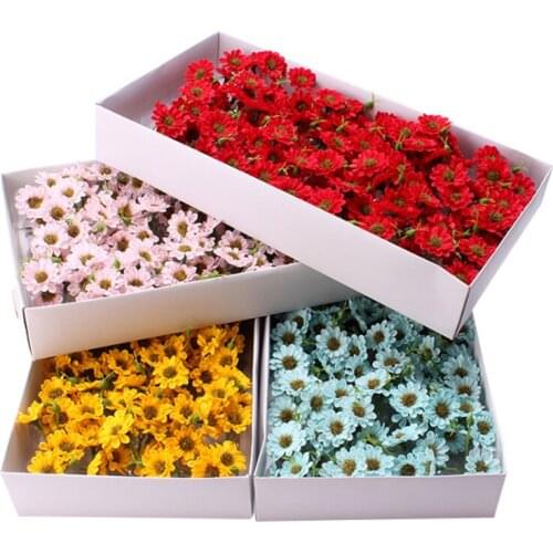 50Pcs Artificial Flowers Gerbera Soap Flowers Head Eternal Flowers Bouquet Wedding Valentine Mothers Day DIY Bouquet Materials