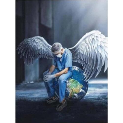 5D Full Drill Round Art Doctor Angel Saves Life Earth Pictures Diamond Painting Embroidery Mosaic Picture Wall Decor XN1068