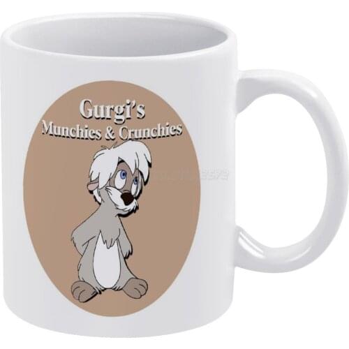 Gurgis Munchies And Crunchies White Mug 11oz Funny Ceramic Coffee Tea Milk Cups The Black Cauldron Movies Parks Black Cauldron