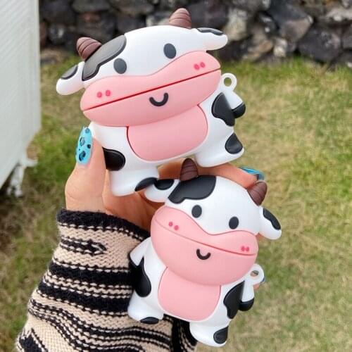 For Airpods Pro 3D Cute Cartoon Milk Calf Cattle Earpods Case for Apple Airpods 1 2 3 Hat Baby Milk Cow Wireless Earphone Cover