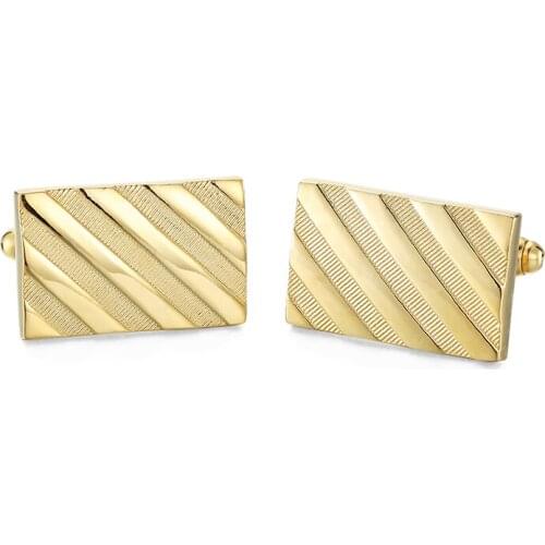 DY new high quality fashion men French shirt Cufflinks Mens dress shirts Golden Square striped Cufflinks
