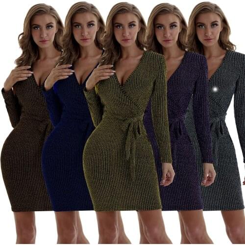European and American Sexy Fashion Hot V-neck Dress