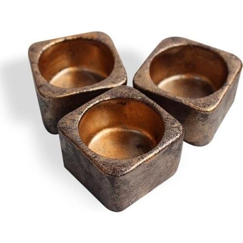 Folk Bookstore 3'lü Square Concrete T-Light, Copper