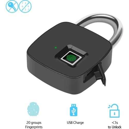HISMAHO Smart Fingerprint Lock Anti-Theft Security Keyless Lock USB Rechargeable Door Padlock Metal Waterproof for Luggage Case