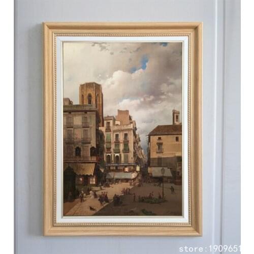 Cotton no frame classical building street scenery canvas printings oil painting printed on cotton wall art decoration pictures