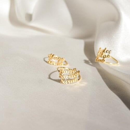 Personalized Double Name Rings Stainless Steel Adjustable Custom Women Rings Unique Jewelry Wedding Ring Jewelry Girl Women Gift