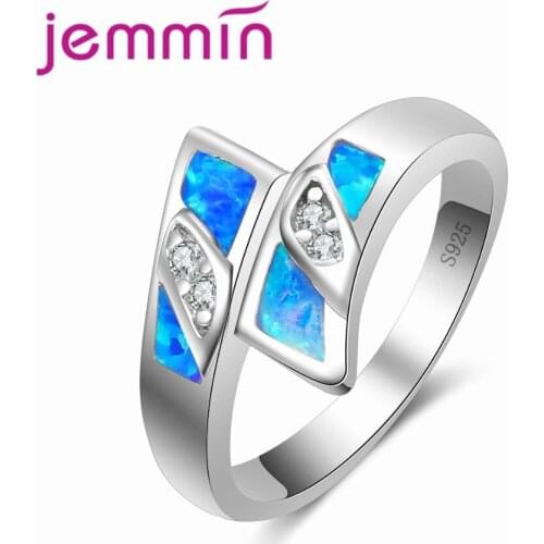 Exquistie 925 Sterling Silver Rings For Women And Men Blue Fire Opal Finger Ring Wedding Engagement Bands Proposal Ring