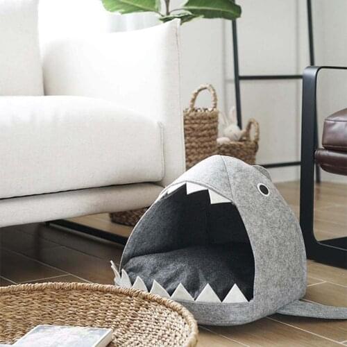 Pet Cat Bed Soft Pet Cushion Dog House Shark For Large Dogs Tent High Quality Cotton Small Sleeping Bag Product Items Dropship