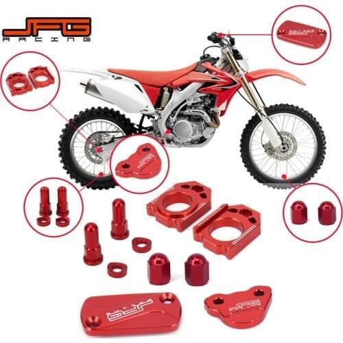 Motorcycle Brake Fluid Reservoir Cover Axle Block Set For HONDA CR125R CR250R CRF250R CRF250X CRF450R CRF450X CRF250RX CRF450RX