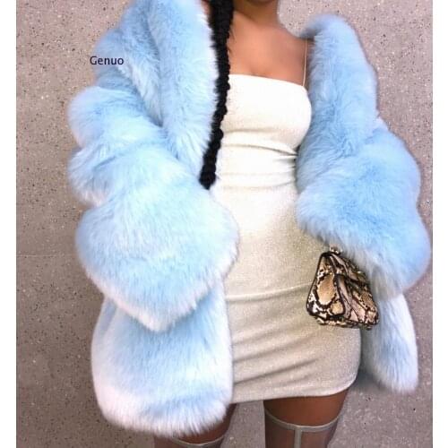 Loose Faux Fur Thickened Fluffy Jacket Women Winter Fluffy Luxury Overcoat High Quality Long Cropped Plush Coat Femme