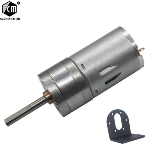 16rpm-1360 Rpm Micro Low Speed Small Gear Motor with 25mm*4mm Long Output Shaft with Bracket L Shaped Mounting DC Geared Motor
