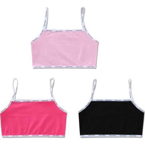3pc/lot Kids Underwear Model 100% Cotton Girls Tank Top Candy Color Undershirt Girls Vest 8-14years