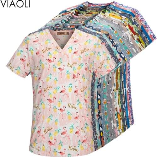 Viaoli pharmacy pet hospital nurse uniform scrubs tops dentistry doctor overalls lab coat spa uniform medical surgical uniforms