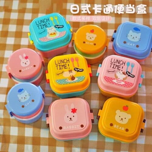 Cute Cartoon Kittyed Bento Lunch Box Plastic Storage Box Fresh Keeping Snack Food Organizer Household Kitchen Tableware Girl Kid