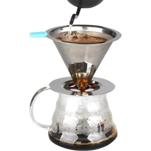 Reusable Coffee Filter Stainless Steel Holder Metal Mesh Funnel Baskets Coffee Filters Dripper Drip Coffee Filter Cup