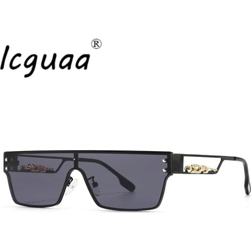 Fashion Rectangle Sunglasses Jumping Leopard Brand Designer Eye Wear One Piece Small Sun Glasses Gafas Oculos Sunglasses