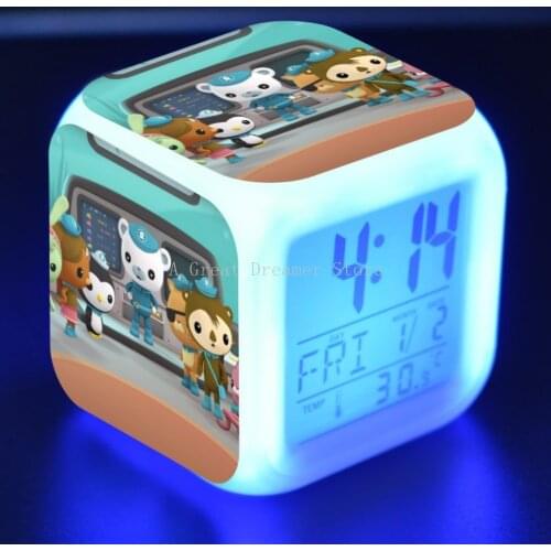 Cartoon Octonauts LED Alarm Clock Anime Digital 7 Color Changing Light Night Glowing Kids Children Gift Desk Clock Dropshipping