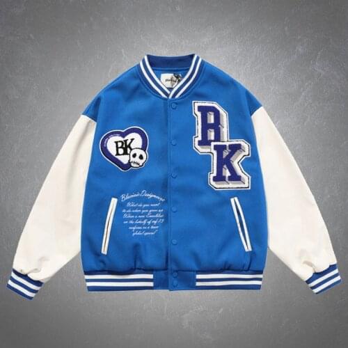 Streetwear Vintage Mens Baseball Jackets Letter Skeleton Embroidery Patchwork Harajuku Oversize Bomber Jacket Unisex Coats 2021