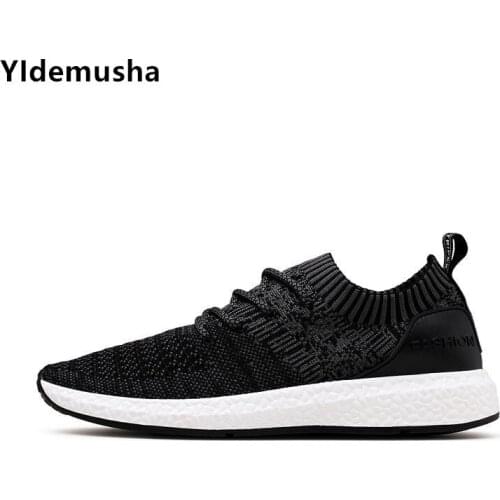 YIdemusha 2020 New Spring Summer Men Casual Breathable Shoes Men Running Shoes Men Comfortable Sneakers Flats Slip-On Loafers