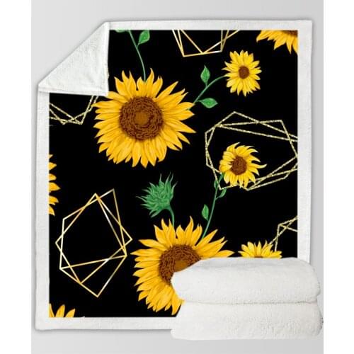 Sunflower Sherpa Throw Blanket Bohemian Mandala Fleece Blanket on The Bed Sofa Colorful Flowers Bedspread Cobijas De Peluche