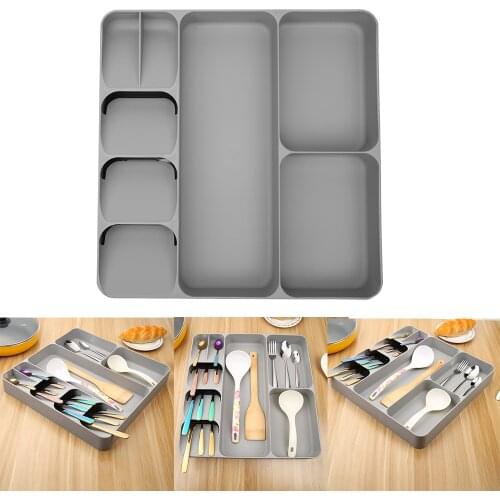 Cutlery Organizer Kitchen Drawer Organizer Tray Spoon Cutlery Separation Finishing Storage Box Tableware Kitchen Tool Dropship