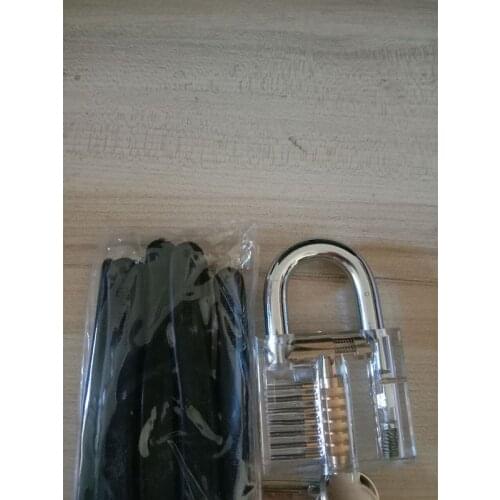 Top Quality Stainless Steel 9pcs Klom Lock Picks Lockpick Locksmith + Transparent Practice Padlock