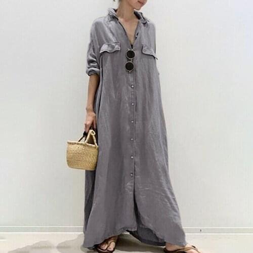 Dress Long Sleeve Ankle-Length A-Line 2021 New Style Plus Size Plain Pleated And Button Design Suit Spring And Fall