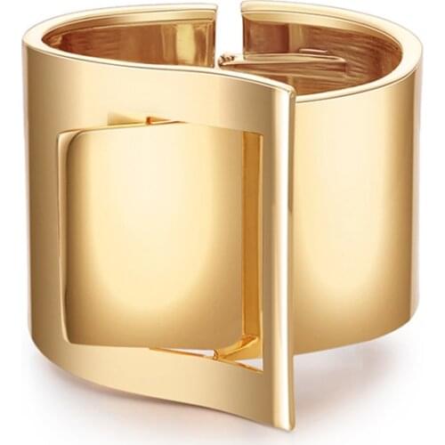 Popular Hot Selling Bracelet for Women Wholesale Fashion Belt Buckle Head Shape Punk Smooth Exaggerate Wide Bracelet