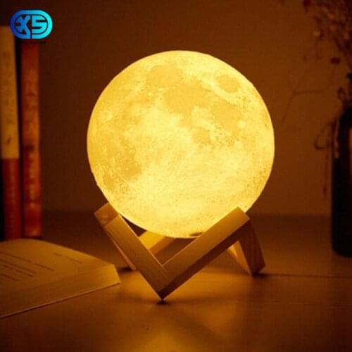 Touch Sensor Light Bedside Lamp USB 3D Print Moon Lamp Lights Bedroom Romantic Table Lamps 2/16 Color Change Home Decor