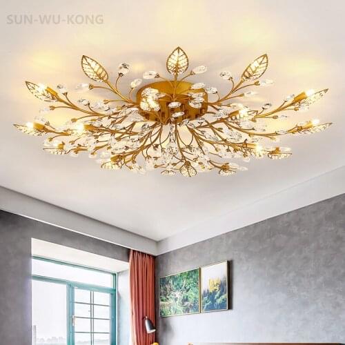 Nordic Led Chandelier Lighting for the Living Room Dining Bedroom Villa Modern Luxury Crystal Gold Black Ceiling Pendant Lamp