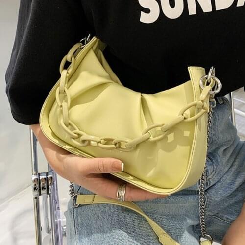 Designer Soft Leather Crossbody Bags for Women Summer Trend Chian Clutch Tote Bag Lady Korean Small Pleated Armpit Shoulder Bag