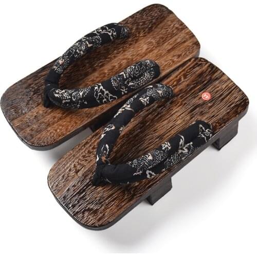 Japan Style Geta Anime Cosplay Slippers Samurai Costume Japanese Style Sandals Flat Wooden Shoes Clogs Woman Flip-flops Wooden