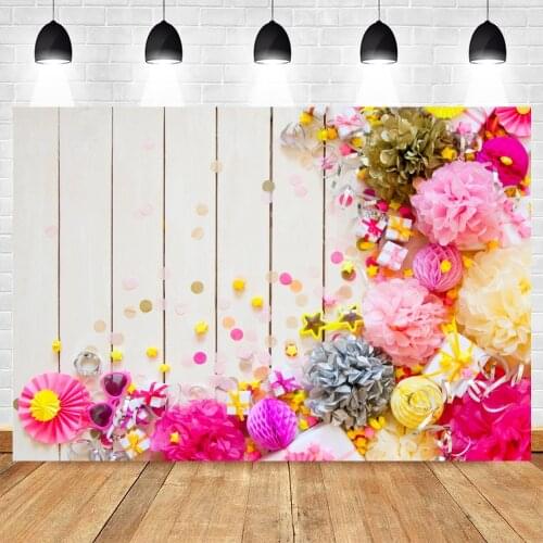 Yeele Birthday Wooden Boards Photocall Flowers Scene Photography Backdrop Personalized Photographic Backgrounds For Photo Studio