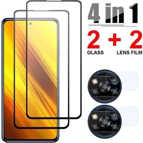 4in1 Tempered Glass For Xiaomi Poco X3 M3 M2 F2 X2 Pro NFC 11 Lite 11i Camera Len Film For Xiaomi Poco F3 X3 M3 Screen Protector