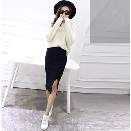 New Solid Color Women Bodycon Skirts Spring Autumn Both Sides Split Sexy Ladies Skirts Female Casual Pencil Skirts 6 Colors