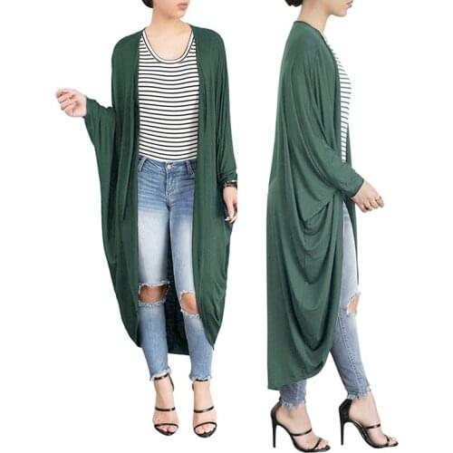 Women Windbreaker Fashion Coat Bat-wing Sleeve Knit Cardigan Shirt Autumn Winter Tops Blouses New Arrival