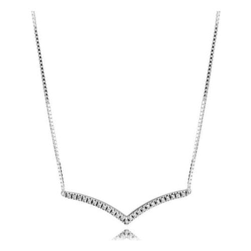 Original 925 Sterling Silver Pan Necklaces Shimmering Wish With Crystal Necklace For Women Wedding Gift Fine Jewelry