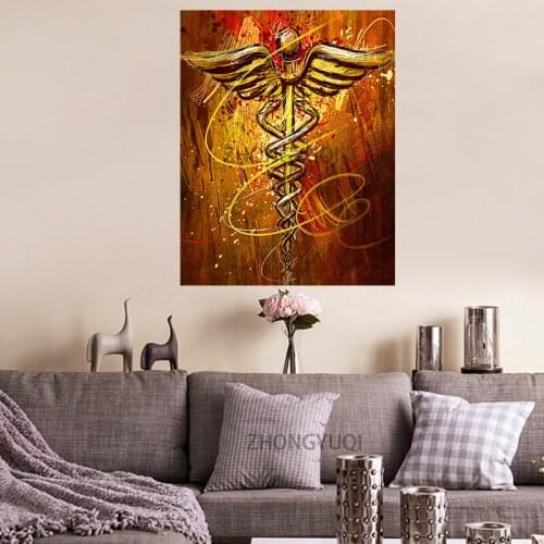 Golden Nurse Nutrition Painting Wall Art Canvas Painting Posters and Print Picture for Office Hospital Living Room Bedroom Decor
