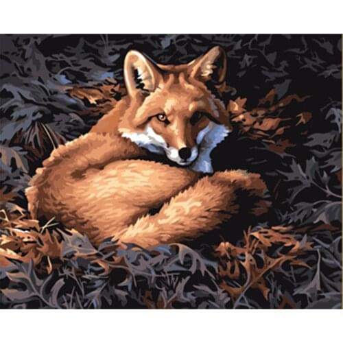 16x20 Inch DIY Oil Painting on Canvas Paint by Number Kit Animal Deer Bird Fox Pattern Adults Kid Beginner Craft Home Wall Decor