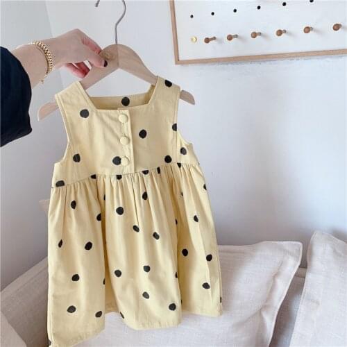 2021 Summer 2 3 4 5 6 Years Childrens Birthday Elegant Princess Cute Kids Polka Dot Sundress Tank Dressy Dresses for Girls