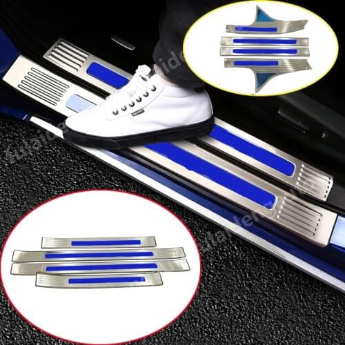 4pcs For Honda Accord 2018-2020 Silver/Black titanium Door Scuff Plate Door Sill Entry Guard trim Car Accessories
