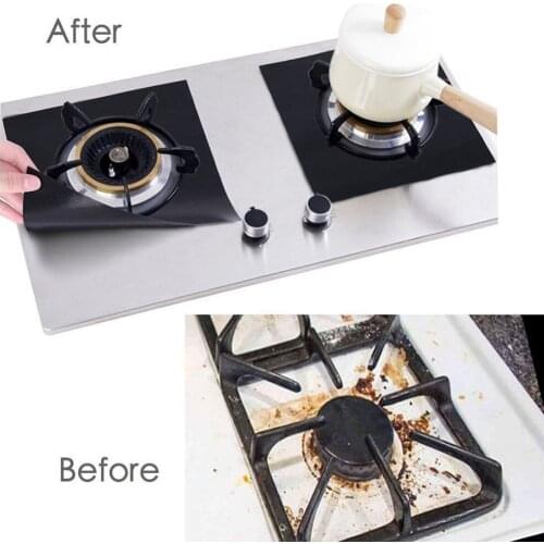 4Pcs/set Reusable Gas Stove Protector Non-Stick Glass Fiber Gas Stove Burner Cover Mat Pad Clean Liner For Kitchen Cookware
