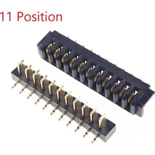5 Pairs Pitch 2.5 mm 11 Positions Female Blade Socket Receptacle Male Header Battery Connector Right Angle Through Holes 7A /Pin